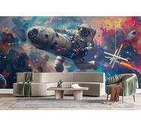 Photo Wallpaper Starry Sky Astronaut Wall Mural 3D Wall Mural Decoration Poster Celestial Wind Premium Non-Woven Wallpaper Wall Art for Living Room Bedroom Children's Room Office W366xH254 18yf417