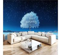 Photo Wallpaper Starry Sky Rime Ice Wall Mural 3D Wall Mural Decoration Poster Winter Night View Premium Non-Woven Wallpaper Wall Art for Living Room Bedroom Children's Room Office W250xH175 11yf211