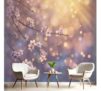 Photo Wallpaper Sunlight Filters Through Branches 400 x 280 cm - Wall Mural Deco Premium Non-woven Art Plum Blossoms Print XXL Wallpaper for Living Room, Modern Home Decoration Bedroom Wall Paper