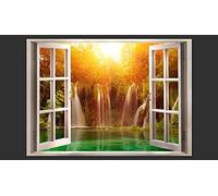 Photo Wallpaper Sunset Landscape 150x105 cm 3D Wall Mural Waterfall Wallpaper Non-Woven Wall Art Decoration Poster for Bedrooms and Living Room 706-ABP