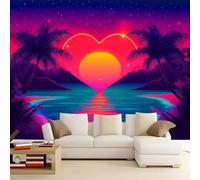 Photo Wallpaper Sunset Over The sea with Palm Trees 500x280 cm 3D Non-Woven Wall Mural, Moderne Living Room Bedroom Large Poster Wallpaper, Home Decor Art Mural