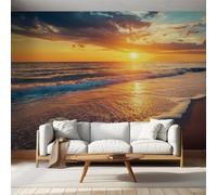 Photo Wallpaper Sunset Sea Beach Ocean, Wall Mural Natural Seascape, Decor Poster Picture Design Murals Wall Art, for Living Room Bedroom 150x105cm