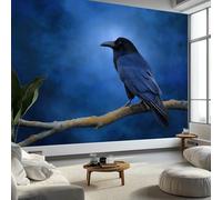 Photo Wallpaper Surreal Fantasy Raven 400 x 280 cm Mural Large TV Background - Dark Blue Non-Woven 3D Murals for Living Room Bedroom Decoration Poster Wall Covering