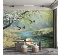 Photo Wallpaper Swallow Decorative - Spring Willow Tree Bird Wallpaper for Living Room Bedroom, Non-Woven Wall Mural TV Background Decor, 390x260 cm saf-5