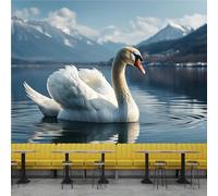 Photo Wallpaper Swans Animals Lakes Wall Mural 3D Wall Mural Decoration Poster Premium Non-Woven Wallpaper Wall Art for Living Room Bedroom Children's Room Office W200xH140 7yf266