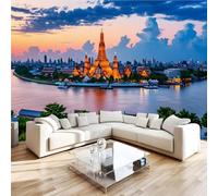 Photo Wallpaper Thailand Bangkok River Wall Mural 3D Decoration Poster Scenery Architecture Premium Non-Woven Wallpaper Wall Art for Living Room Bedroom Children's Room Office W366xH254 32f39