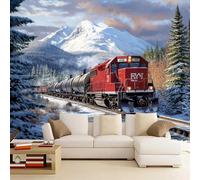 Photo Wallpaper Train Murals Art Wallpaper 3D Photo 200 x 140 cm Steam Locomotive Wall Mural for Living Room Bedroom TV Background
