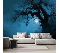 Photo Wallpaper Trees Forest 366x254 cm Non-Woven Wall Mural 3D Moon Night View Wallpaper Murals for Living Room,Bedroom,Kids Room,Office,TV Background Home Decor R-293