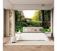 Photo Wallpaper Tropical Jungle 3D Effect Green Plant Landscape Wall Mural Decoration Poster Picture Modern Design 300x210 cm Murals Wall Art for Living Room Bedroom Kitchen a-2652