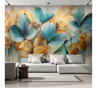 Photo Wallpaper Tropical Leaf 200 x 140 cm 3D Wall Mural | Luxury Gold Botanical Non-Woven Premium Art Mural Decoration Poster Picture for Living Room Bedroom Office Kids N/95