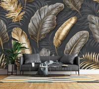 Photo Wallpaper Tropical Leaves Wall Mural Non-Woven Matt | Wipeable Panoramic Mural Wallpaper Luxury Botanical Waterproof Wall Art 250x175 cm for Living Room Bedroom Kid Room K289