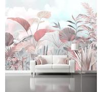 Photo Wallpaper Tropical Plant Dream - Pink Wall Mural Wallpaper for Bedroom Mural Bathroom Patterned Wall Paper Living Room, 250 x 175 cm (W x H) TV Background Decoration