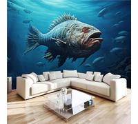 Photo Wallpaper Underwater Fish Wall Mural 3D Decoration, W500xH240 | Deep Sea Ocean Premium Non-Woven Wallpaper Wall Art Poster for Living Room Bedroom Kids Room Office V/111