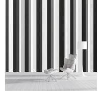 Photo Wallpaper Vertical Stripe Pattern 400 × 280 Cm - Wall Mural Deco Non-Woven Art Print Wallpaper For Living Room - Home Decoration Bedroom Kitchen Wall Paper - Simple Geometry-Black And White