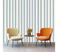 Photo Wallpaper Vintage Classic Vertical Stripes Decor Wall Mural, for Living Room Children's Bedroom 200 x 140 cm Non-Woven Premium Photo Wallpapers Light Blue Indoor Home Background