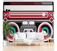 Photo Wallpaper Vintage Music Radio 250x175cm(W x H) - Non-Woven Premium Print Abstract Geometric Radio Wall Mural Decoration Poster Picture Design Modern Mural Wallpaper Waterproof