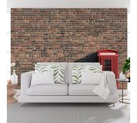 Photo Wallpaper Vintage Red Brick Telephone Booth 500x317cm(W x H) Non-Woven Art Print Wall Mural Decoration Poster Picture Design Living Room Kitchen Bedroom Wall Mural City Building Landscape