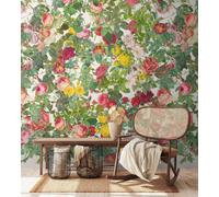 Photo wallpaper vintage roses flowers leaves green pink cream 39864-1 (5,23£/1qm