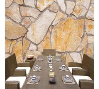 Photo Wallpaper Vintage Stone Wall 3D Effect Rural Theme Wall Mural Decoration Poster Picture Modern Design 400x280 cm Murals Wall Art for Living Room Bedroom Kitchen a-6382