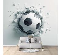 Photo Wallpaper Wall Mural 3D Dynamic Three-Dimensional Power Football 300 x 210 cm, Non-Woven Grey Wall Covering for Bedroom Living Room, Large Modern Home Decor Wall Art Poster