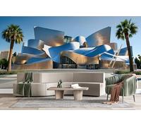Photo Wallpaper Walter Glaudeman Hall Los Angeles Wall Mural 3D Wall Mural Decoration Poster Modern Architecture Premium Non-Woven Wallpaper Wall Art for Living Room Bedroom Office W350xH256 23f10