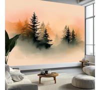 Photo Wallpaper Watercolor Abstract Style Wall Murals for Bedrooms 200 x 140 cm, Non-Woven Fabric Forest Pine Trees Fog Wallpaper Living Room Office Corridor Decoration Murals Modern Wall Decoration