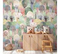 Photo wallpaper watercolor look trees forest green colorful 39861-1 (5,23£/1qm)