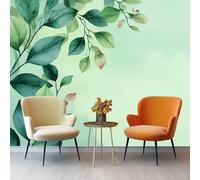 Photo Wallpaper Watercolor Style Nature Leaves Mural - Wall Non-Woven Light Green Wallpaper for Living Room Bedroom, Indoor Wall Painting for Tv Backdrop Kids Room 200 x 140 cm (W x H)