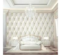 Photo Wallpaper White European Style 3D Effect Leather Style Wall Mural Decoration Poster Picture Modern Design 300x210 cm Murals Wall Art for Living Room Bedroom Kitchen a-3276
