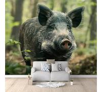 Photo Wallpaper Wild Boar 3D Effect Woodland Animals Wall Mural Decoration Poster Picture Modern Design 300x210 cm Murals Wall Art for Living Room Bedroom Kitchen a-3716