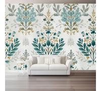 Photo Wallpaper William Morris Plants Patterns Mural Panoramic 200 x 140 cm Decoration Wallpaper for Living Room Bedroom Children's Room Green and Blue
