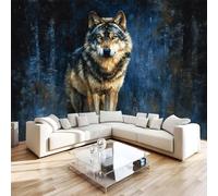 Photo Wallpaper Wolf 350x256 cm Non-Woven Wall Mural 3D Forest Vintage Wallpaper Murals for Living Room,Bedroom,Kids Room,Office,TV Background Home Deco R1308