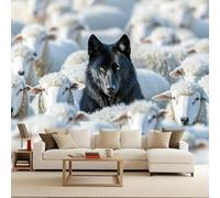 Photo Wallpaper Wolf Sheep 200x140 cm 3D Wolf Animal Wall Mural Non-Woven Fabric No Adhesive Backing Mural Wallpaper Easy to Install Clean for Dining Room Interiors Poster Bedroom Accessories