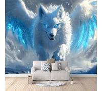 Photo Wallpaper Wolf Wings 300x256 cm 3D Mountains Animal Wall Mural Non-Woven Fabric No Adhesive Backing Mural Wallpaper Easy to Install Clean for Dining Room Interiors Poster Bedroom Accessories