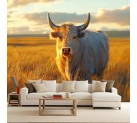 Photo Wallpaper Yak Non-Woven 150x105cm 3D Wall Mural Cattle Grassland Large Photo Wallpaper Animal Decoration Poster Picture Design Modern for Bedroom Living Room Hotels