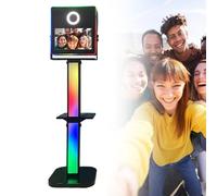 Photobooth Machine,Portable Camera Mirror Photo Booth with 15.6 Inch Touch Screen&Ring Light&Flight Case,DSLR Camera Booth for Wedding Parties Live Streaming Christmas