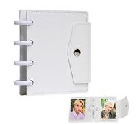 Photocard Binder 3 Inch Kpop Binder, Detachable Kpop Photocard Holder Book, Button Design Mini Photo Album, 20 Pockets Fits 40 Photocards (White)