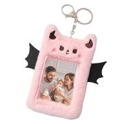 Photocard Holder Plush - Cute Devil Card Sleeve with Keychain Clip | Soft Plush Card Protector for K-Pop Photo Cards, ID, Postcards, Badge Storage, Collectible Display for Teens and Adults