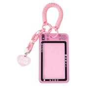 Photocard Holder with Retractable Spring Coil Keychain Card Protective Case for Bus Card Student Holder