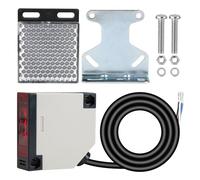 Photocell Sensor E3JK-R4M1 6-36V DC, Indoor Wall Mounted Photoelectric Beam Sensor 4M with Reflector, Industrial Photoelectric Switch for Automation Detection and Control Kit