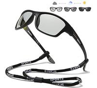 Photochromic Polarized Fishing Sunglasses for Men Women UV Protection Cycling Driving Sports Sunglasses, Black Frame/Photochromic Lens, Medium