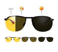 Photochromic Polarized Sunglasses Blue Light Blocking Spring Hinge Glasses UV400 Protection Safety Eyeglasses for Men Women Day and Night Sports Driving Golf Fishing Anti Glare Photosensitive Eyewear