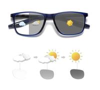 Photochromic Progressive Bifocal Reading Glasses, Blue Light Blocking Reading Glasses, Sport Presbyopia Glasses, Spring Hinge Readers for Men and Women(Dark Blue/Blue,2.5x)