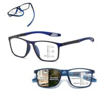 Photochromic Progressive Multifocal Reading Glasses for Men Women, Blue Light Blocking Transition Readers, Anti-UV Computer Spectacles, Sporty(Dark Blue/Blue,1.5x)
