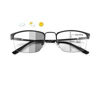 Photochromic Progressive Multifocus Reading Glasses W/ Spring Hinges 180° Transition Multifocal UV400 Sunglasses Sun Readers Blue Light Blocking Computer Eyeglasses Anti Glare Presbyopia for Men Women