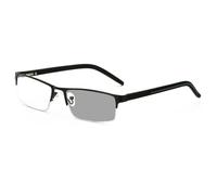 Photochromic Reading Glasses Half Frame Men Outdoors Transition Sunglasses, Spring Hinge Reader (Color : Black, Size : 2.5x)
