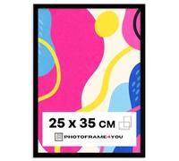 Photoframe4you - Black Photo Frame 25x35 cm / 9,8x13,8 in. - Shatterproof Acrylic Glass - Minimalist MDF Wall Hanging for Posters, Puzzles, Certificates & More - Modern Decor - Arco