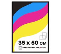 Photoframe4you - Picture Frame 35x50 cm Aluminium w/Acrylic Glass - Black | For posters, photos, puzzles and certificates, slim aluminium profile for photo walls in portrait or landscape, model Tacoma