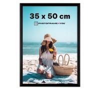 Photoframe4you - Picture Frame 35x50 cm Plastic with Acrylic Glass - Black | For posters, photos, puzzles and certificates, lightweight plastic profile for wall decor, portrait or landscape, model Nancy