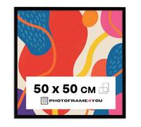 Photoframe4you - Picture Frame 50x50 cm Plastic with Acrylic Glass - Black | For posters, photos, puzzles and certificates, lightweight plastic profile for wall decor, portrait or landscape, model Nancy